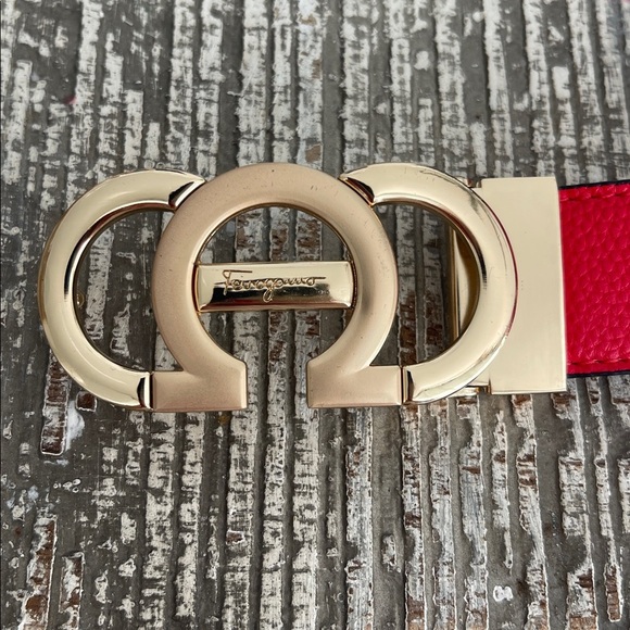 Salvatore Ferragamo Red Belt with Gold Accent main image 5